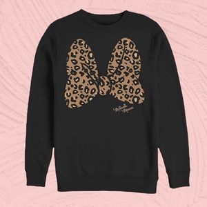 𝅺DISNEY Mickey Mouse Animal Print Bow Sweatshirt NWOT